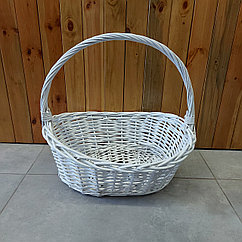 Большая Белая Плетенная Подарочная Корзина для фруктов, шампанского, конфет. Размер 45 см. Корзины.