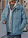 Мужская Повседневная Куртка Пуховик с Капюшоном Голубая - фото 2 - id-p121049336