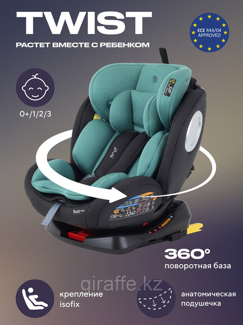 Автокресло RANT basic YC06 "Twist" isofix (Mint) группа 0+-1-2-3 (0-36 кг), фото 1
