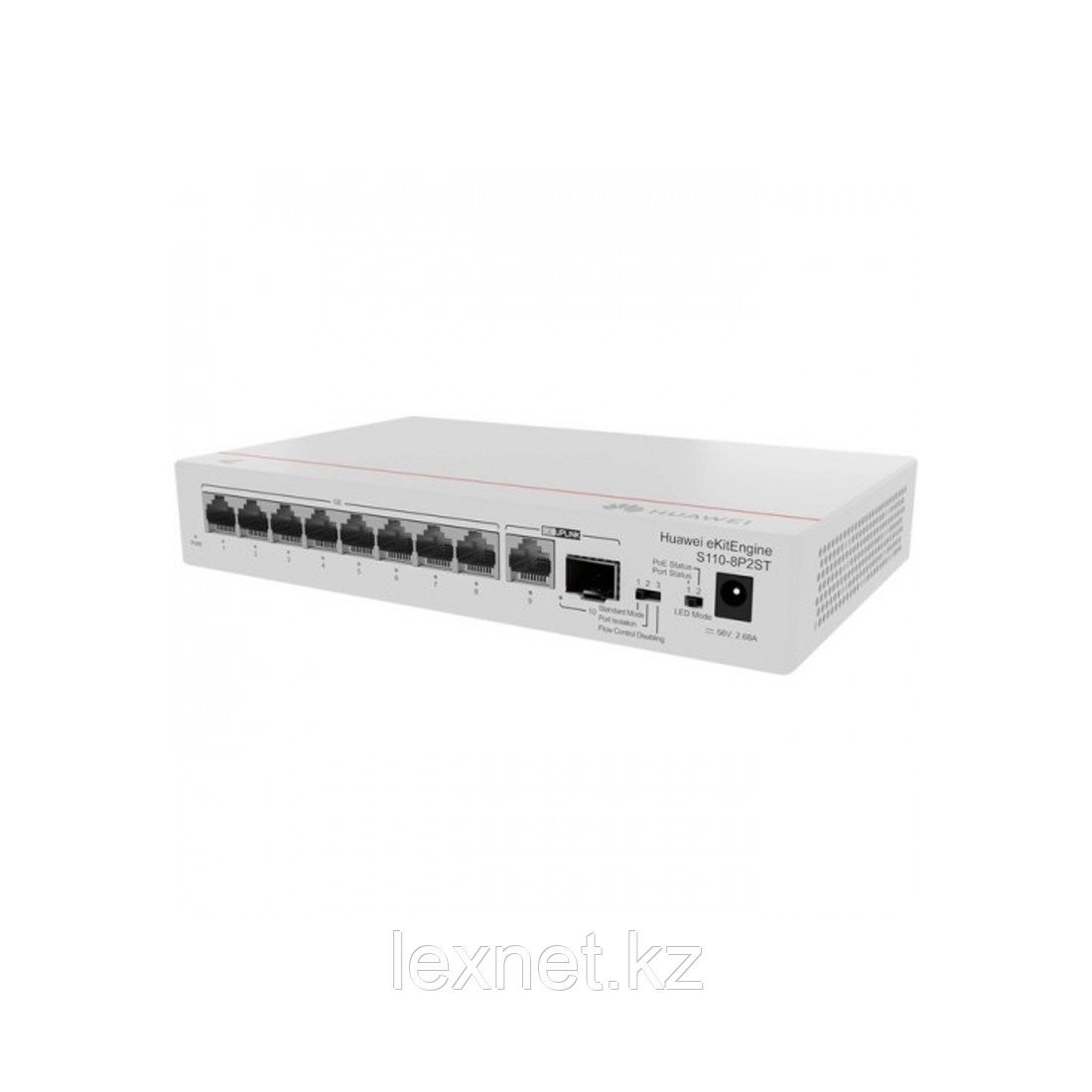 Коммутатор, Huawei, S110-8P2ST, 8 портов 10/100/1000M RJ-45, 1 порт SFP, 124 W PoE+