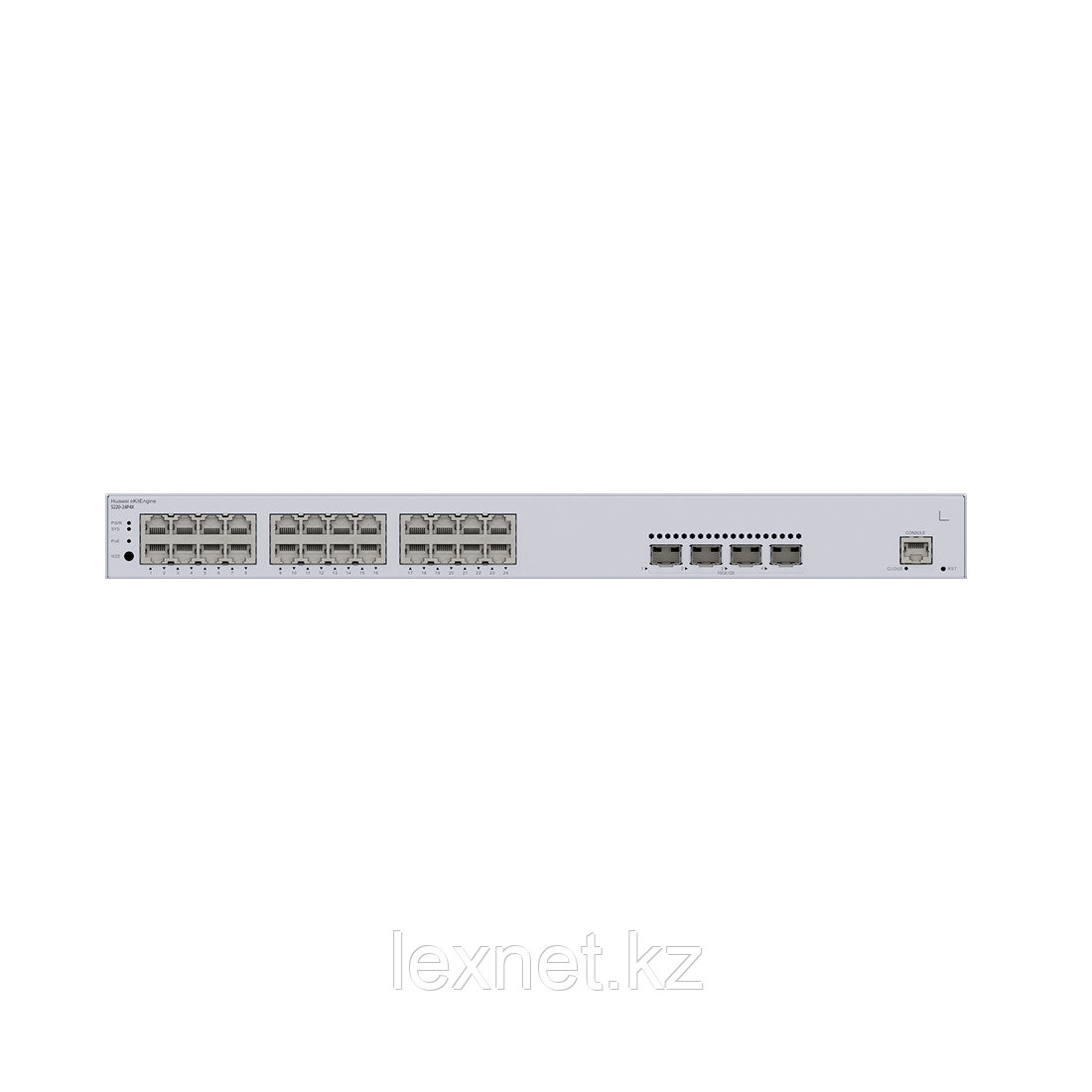 Коммутатор, Huawei, S220-24P4X, 24 порта 10/100/1000M RJ-45, 4 порта SFP+, (400W PoE+), консольный порт RJ-45