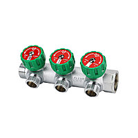 Коллекторы 3/4" х 1/2" - 3вых распределительные с регулировочными клапанами, серия VM146, хромированные