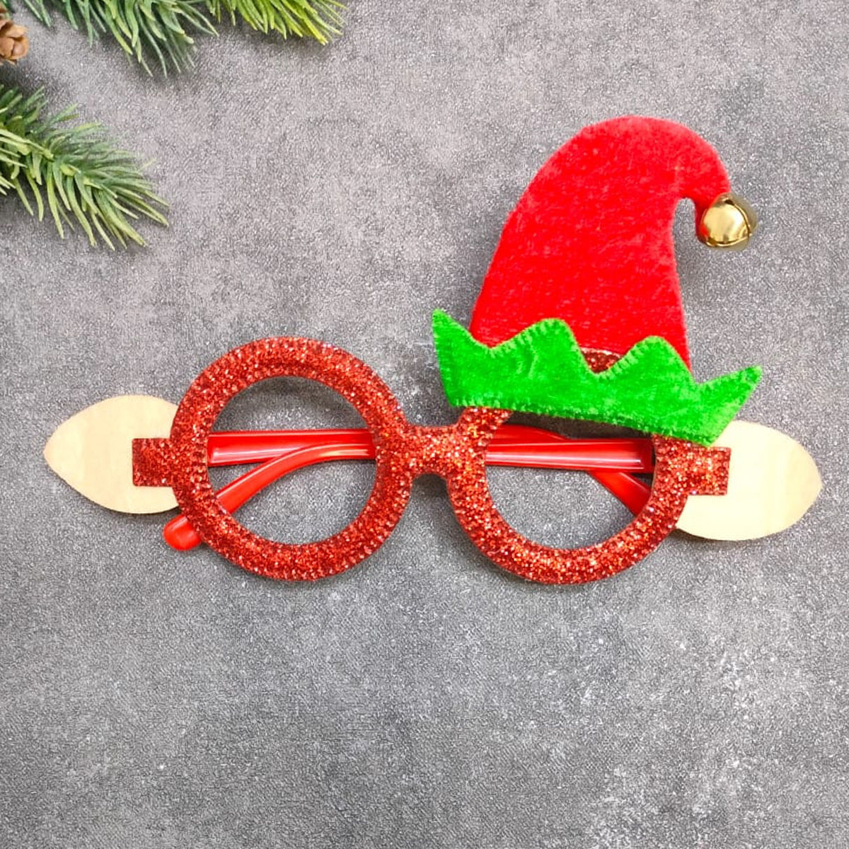 Очки с эльфийскими ушками на Новый Год красные