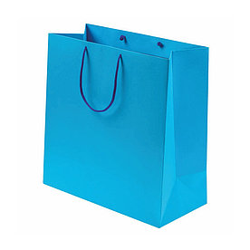 Бумажный пакет, голубой 26/32 см.