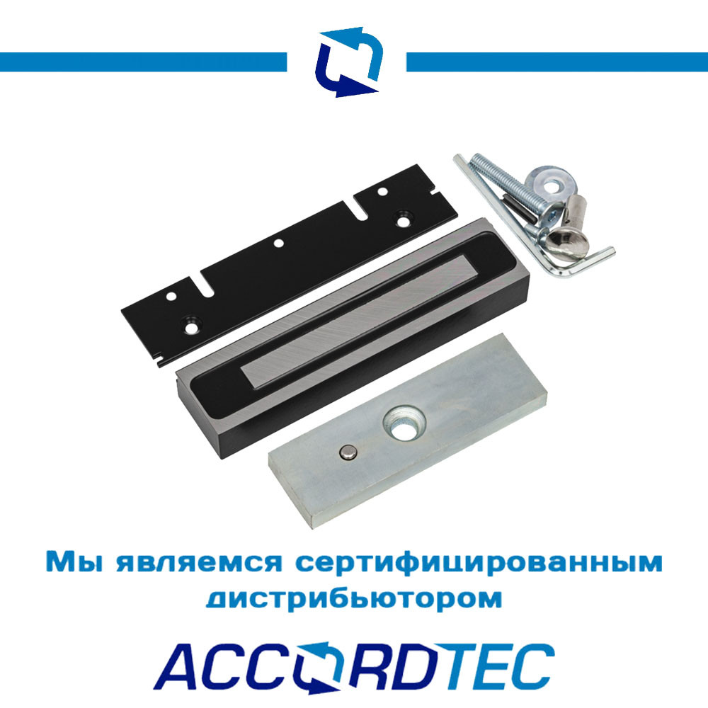 Электромагнитный замок AccordTec ML-200K Premium Black с планкой