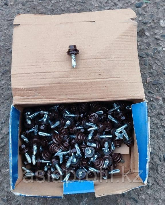 Саморез кровельный 5,5x19 мм RAL 8017 Коричневый шоколад (металл-металл) крашенный