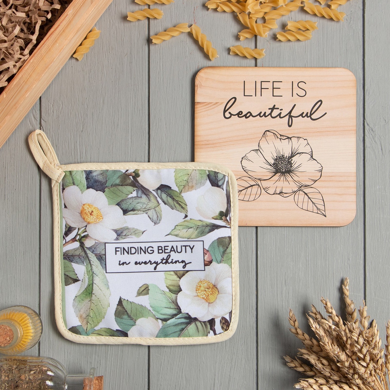 Набор кухонный Доляна Camelia: прихватка, подставка под горячее (9088572), фото 1