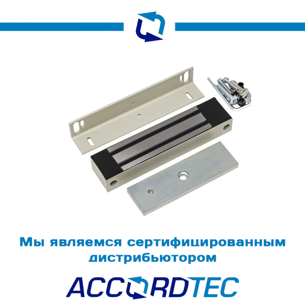 Электромагнитный замок AccordTec ML-295 K-2 с уголком, серый