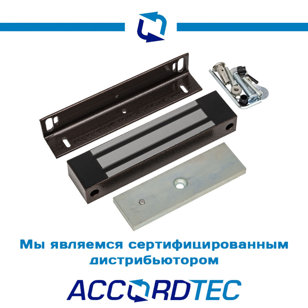Электромагнитный замок AccordTec ML-295 KB-2 с уголком, коричневый