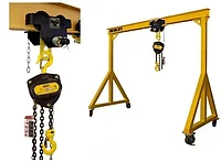 Мини-кран козловой МПУ OCALIFT 1т 2х2 метра мобильный ручной с талью СЕВЕР на каретке