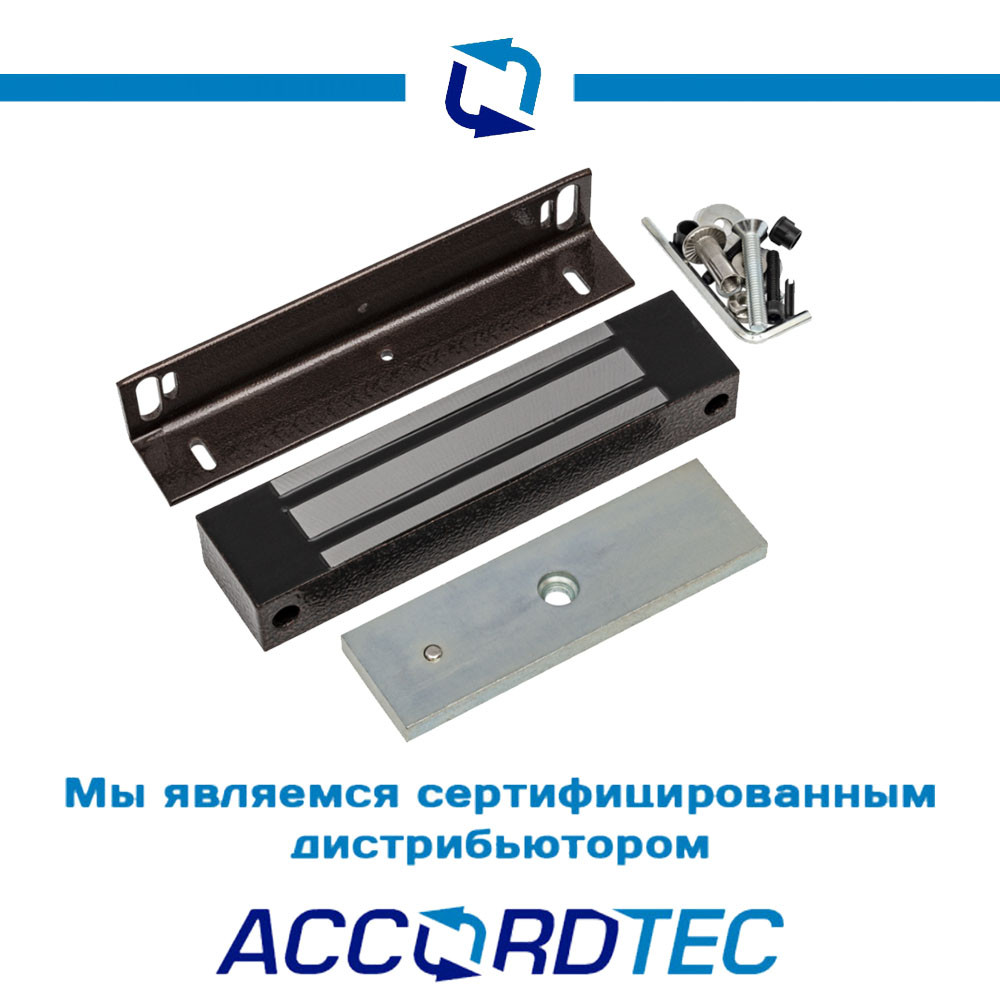 Электромагнитный замок AccordTec ML-350N KB-2 с уголком, коричневый
