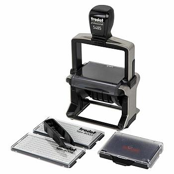 Датер самонаборный металлический, 6 строк+дата, оттиск 68х47 мм, сине-красный, TRODAT 5485, кассы в комплекте