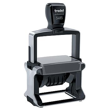 Датер самонаборный металлический, 6 строк+дата, деление точка, оттиск 68х47 мм, сине-красный, TRODAT 5485BANK,