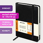 Блокнот МАЛЫЙ (100x150 мм) А6, BRAUBERG "Metropolis", балакрон, резинка, клетка, черный, 111589, фото 9