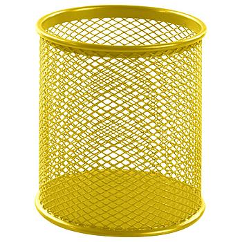Подставка-органайзер BRAUBERG "Germanium", металлическая, круглое основание,100х89 мм, желтая, 231980