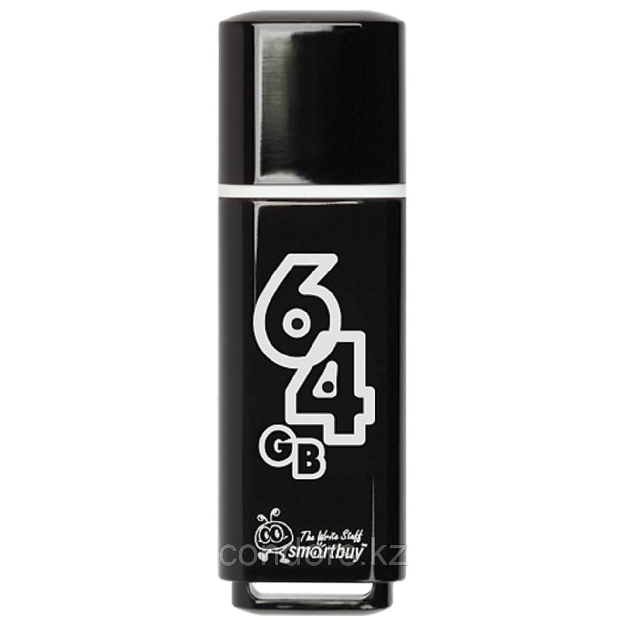 Флеш-диск 64 GB, SMARTBUY Glossy, USB 2.0, черный, SB64GBGS-K, фото 1