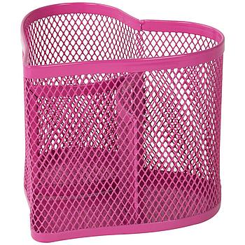 Подставка-органайзер BRAUBERG "Germanium", металлическая, в виде сердца, 3 секции, розовая, 231983