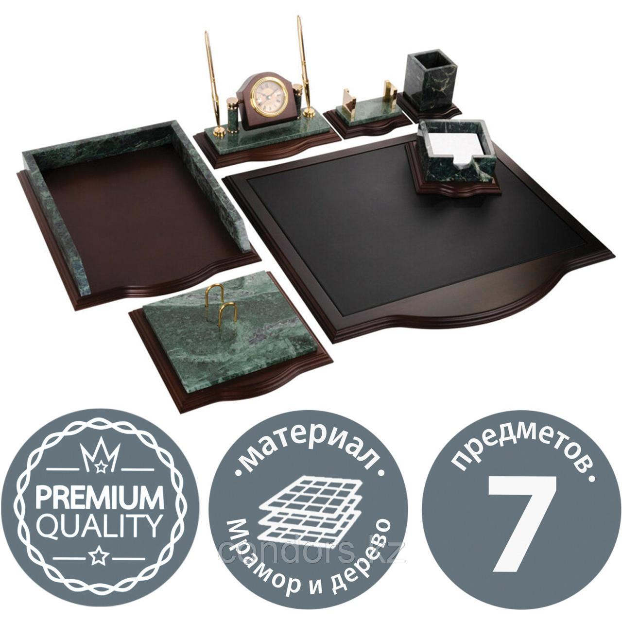 Набор настольный GALANT из мрамора, 7 предметов, зеленый мрамор/отделка красное дерево, 231485, фото 1