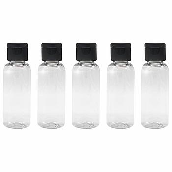 Дорожный набор флаконов в косметичке с наклейками, 5х50 мл, цвет черный, DASWERK, 609306