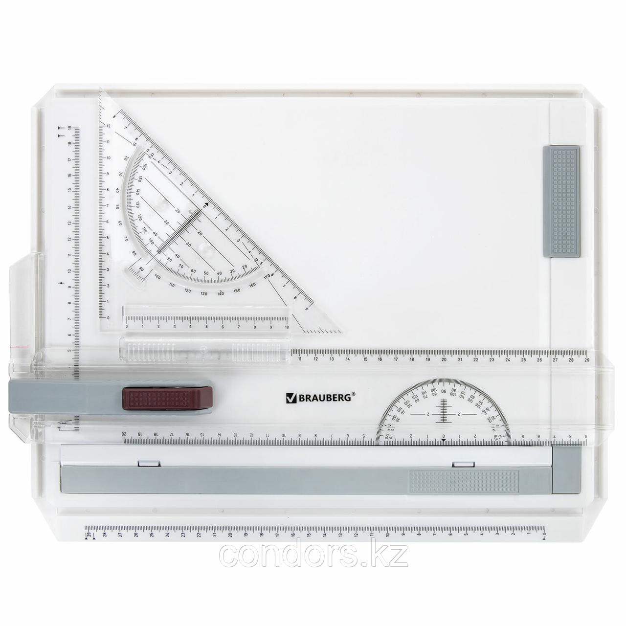 Доска чертежная А4, 370х295 мм, с рейсшиной и треугольником, BRAUBERG, 210535 - фото 1 - id-p121067089
