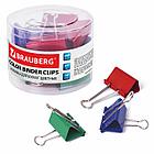 Зажимы для бумаг BRAUBERG, КОМПЛЕКТ 12 шт., 51 мм, на 230 листов, цветные, в пластиковом цилиндре, 221131, фото 2