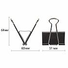 Зажимы для бумаг ОФИСНАЯ ПЛАНЕТА,КОМПЛЕКТ 12 шт., 51 мм, на 230 листов, черные, картонная коробка, 222002, фото 5