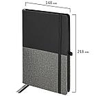 Блокнот А5 (148х218 мм), BRAUBERG "DUO", под кожу с резинкой, 80 л., клетка, черный/серый, 113433, фото 2