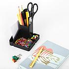 Подставка-органайзер BRAUBERG OFFICE STYLE, 4 отделения, 115х122х111 мм, черная, 238097, фото 4