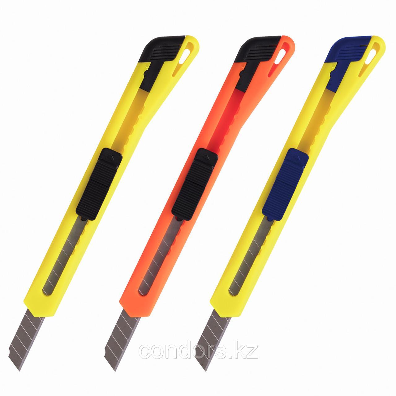 Нож канцелярский 9 мм BRAUBERG "Classic", фиксатор, корпус ассорти, упаковка с европодвесом, 230914, фото 1
