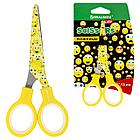 Ножницы 130 мм с цветной печатью "Смайлики", жёлто-белые, закругленные, BRAUBERG KIDS, 232274, фото 3