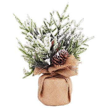 Ель новогодняя искусственная настольная 34 см с шишками, литой ПЭТ, ЗОЛОТАЯ СКАЗКА, 592012