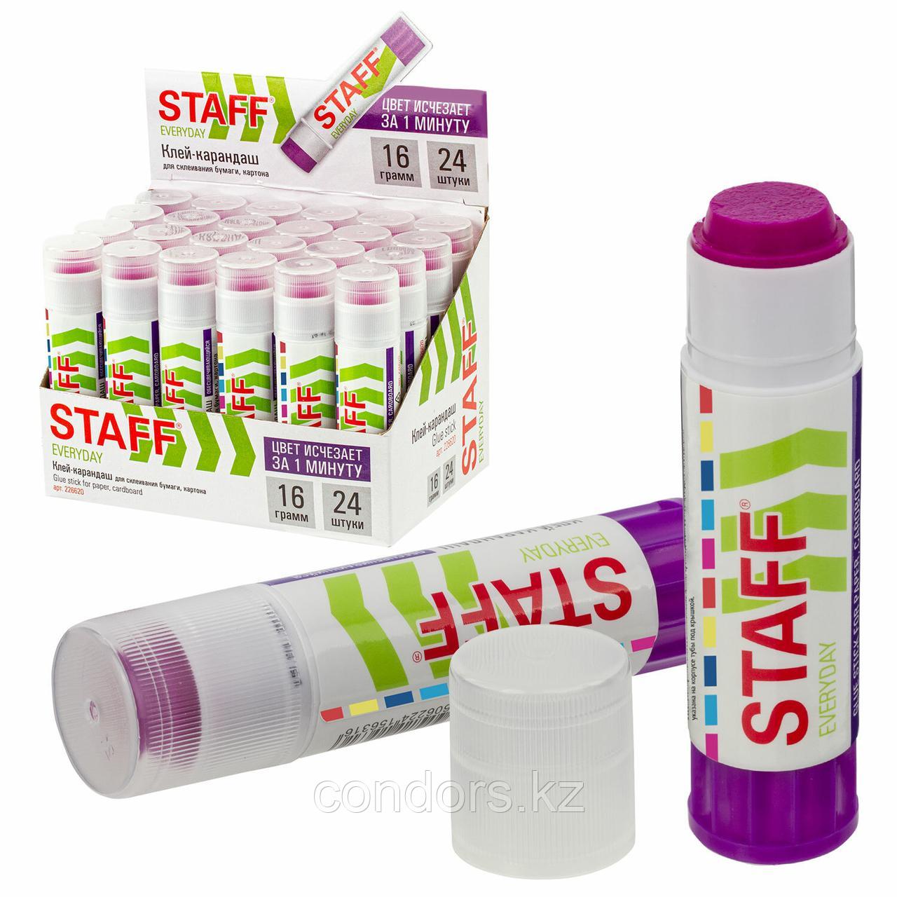 Клей-карандаш STAFF EVERYDAY, 16 г, обесцвечивающийся после высыхания, 226620, фото 1