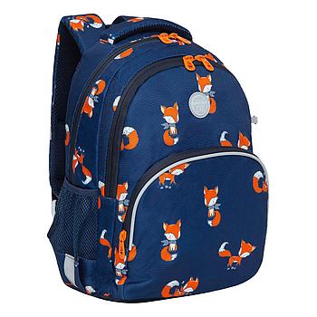 Рюкзак GRIZZLY школьный, анатомическая спинка, с пеналом в комплекте, для девочек, "FOXES", 40х27х20 см,