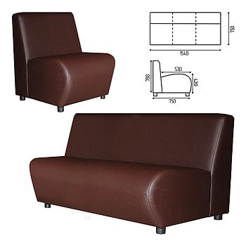 Диван мягкий трехместный "Клауд", "V-600", 1540х750х780 мм, без подлокотников, экокожа, коричневый