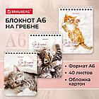 Блокнот МАЛЫЙ ФОРМАТ А6 108х145 мм, 40 л., гребень, картон, клетка, BRAUBERG, "Милые котята", 114391, фото 7