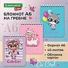 Блокнот МАЛЫЙ ФОРМАТ А6 108х145 мм, 40 л., гребень, картон, клетка, BRAUBERG KIDS, "Зверята", 114395, фото 7