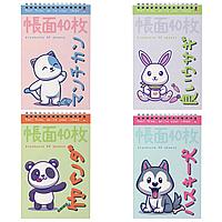Блокнот А5, 40 л, гребень, картон, клетка, АЛЬТ, KAWAII ANIMALS (4 вида), 3-40-729