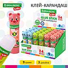 Клей-карандаш "Зверята: кошка, мышка, хрюшка", 9 г, фигурный колпачок, BRAUBERG KIDS, 271138, фото 10