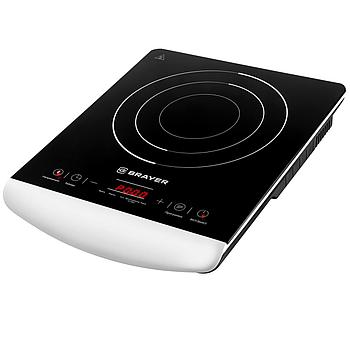 Настольная индукционная плита BRAYER BR2801, 2000 Вт, 5 программ, сенсорное управление, черная