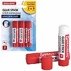 Клей-карандаш 9 г ВЫГОДНАЯ УПАКОВКА BRAUBERG, 3 штуки на блистере, 271305, фото 3