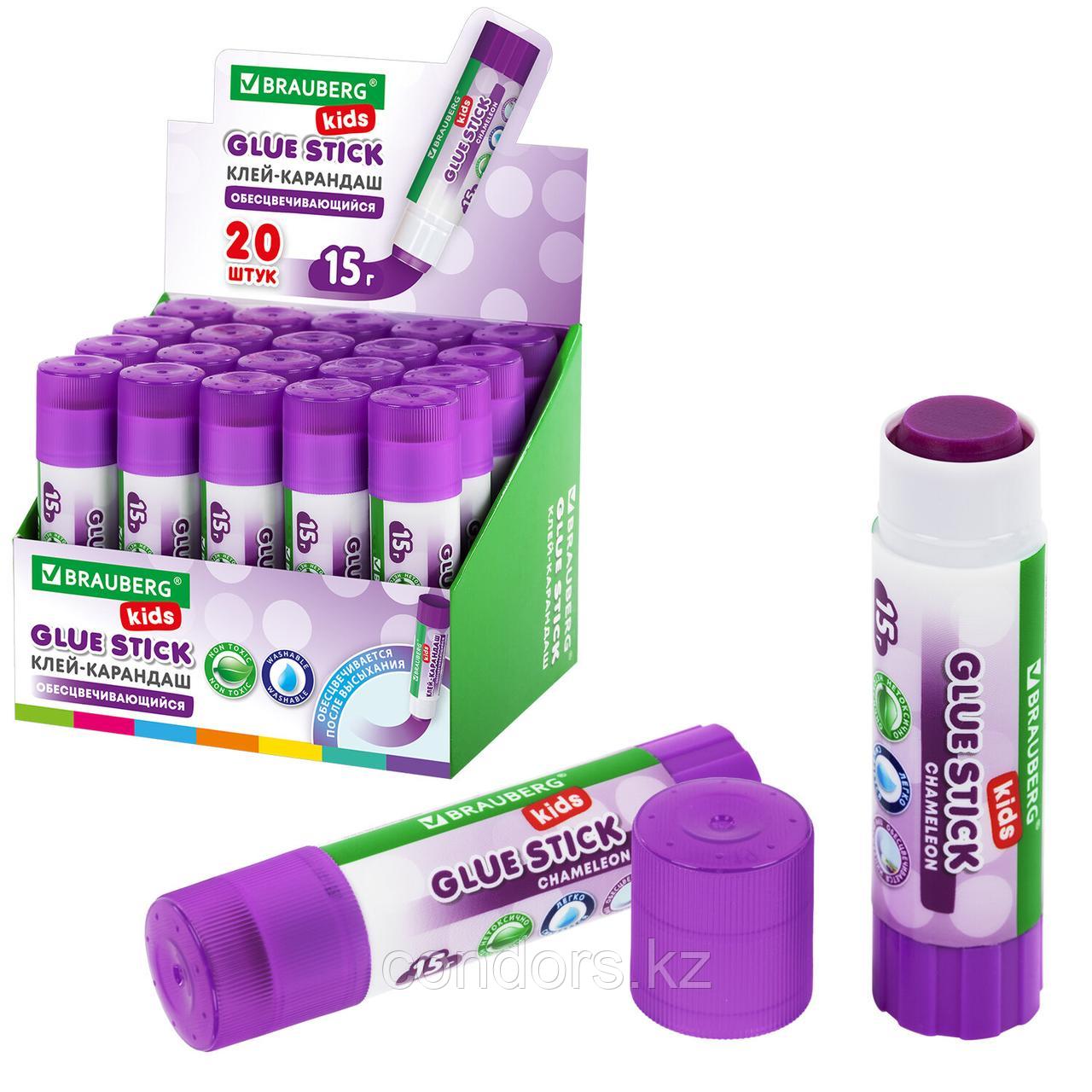 Клей-карандаш BRAUBERG KIDS 15 г, обесцвечивающийся после высыхания, 271711, фото 1