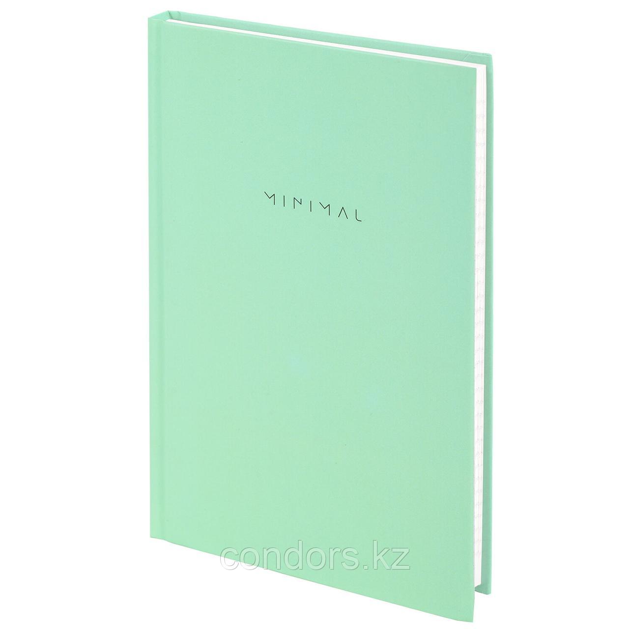Блокнот А5 134х206 мм, 80 л., твёрдый, клетка, BRAUBERG "Minimal", мятный, 116443, фото 1