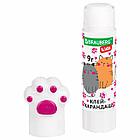 Клей-карандаш "Лапки" Cat Paw, 9 г, фигурный колпачок, 3 шт. на блистере, BRAUBERG KIDS, 271982, фото 9