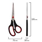 Ножницы STAFF EVERYDAY, 195 мм, бюджет, резиновые вставки, черно-красные, ПВХ чехол, 237499, фото 8