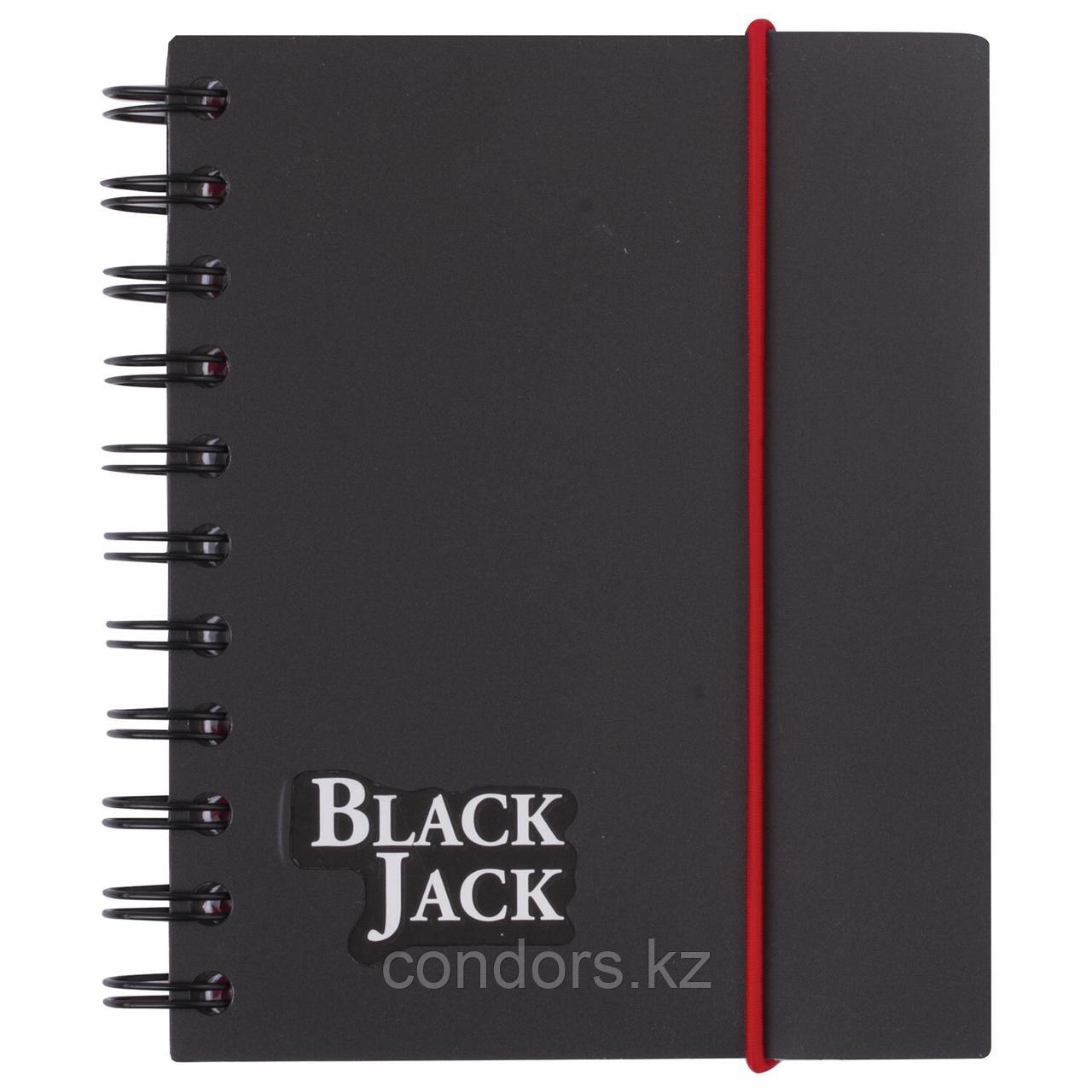 Блокнот МАЛЫЙ ФОРМАТ А6 105х148 мм, 150 л., гребень, пластик, клетка, BRAUBERG, "Black Jack", 125388, фото 1