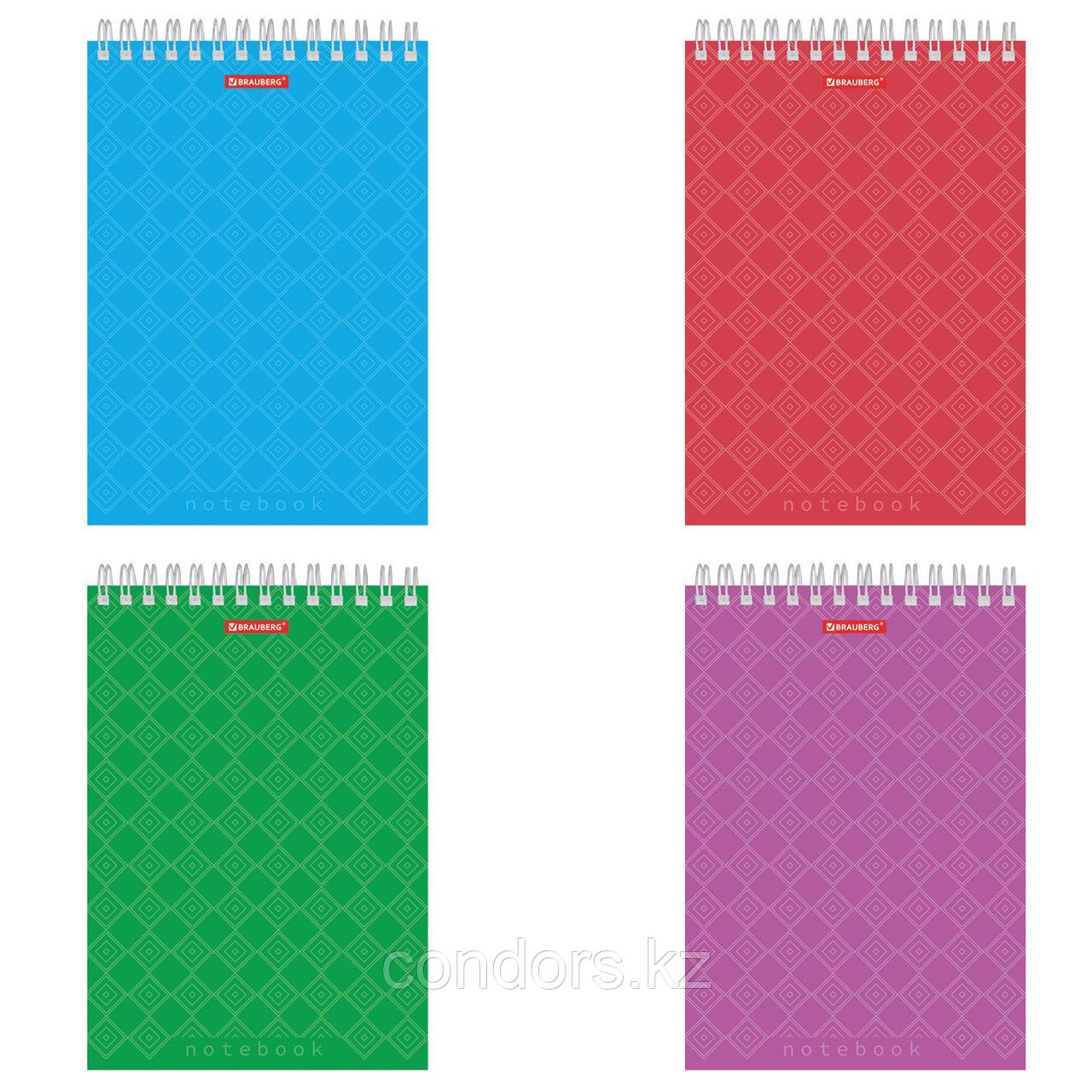 Блокнот А5 146х205 мм, 60 л., гребень, картон, жесткая подложка, клетка, BRAUBERG, "Классика", 129812, фото 1