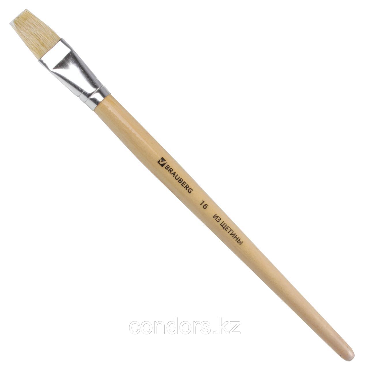 Кисть BRAUBERG, щетина, плоская, № 16, 200205, фото 1