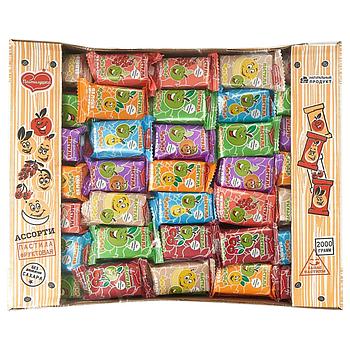 Пастила ПАСТИЛУШКА ассорти, натуральная, фруктовая, БЕЗ САХАРА, 2 кг, коробка с окном
