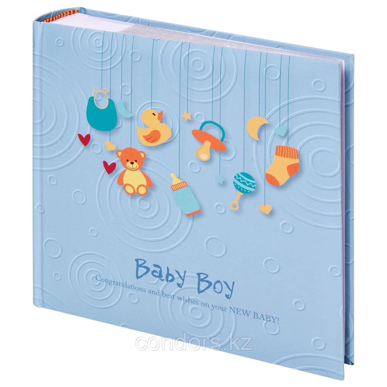 Фотоальбом BRAUBERG "Baby Boy" на 200 фото 10х15 см, твердая обложка, бумажная страница, бокс, голубой, 391144, фото 1