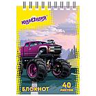 Блокнот МАЛЫЙ ФОРМАТ А7 75х105 мм, 40 л., гребень, картон, клетка, ЮНЛАНДИЯ, "Монстр-трак" / "Футбол", 129859, фото 2